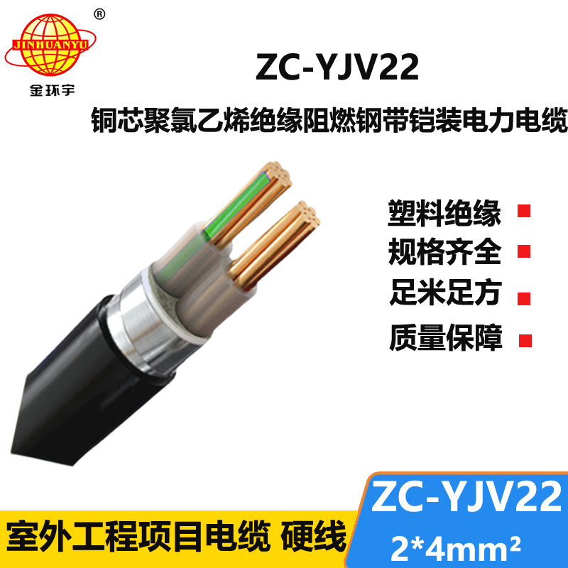 金環(huán)宇電纜 c級阻燃電纜ZC-YJV22 2X4平方 深圳鎧裝電纜報(bào)價(jià)